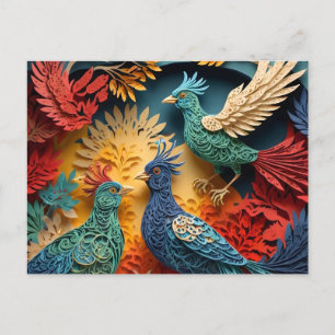 Papercut Fantasy Birds Postkarte