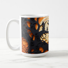 Papercut Halloween Scene Kaffeetasse