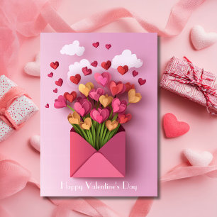 Papercut Heart and Clouds Valentinus Gruß Feiertagskarte