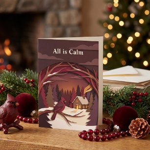 Papercut Holidays Cherry Cardinal Modern gefalte Feiertagskarte