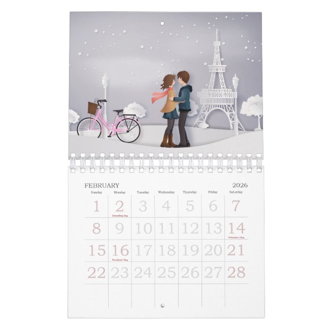Papercut Liebe & Romantische Paare Kalender (Feb 2026)