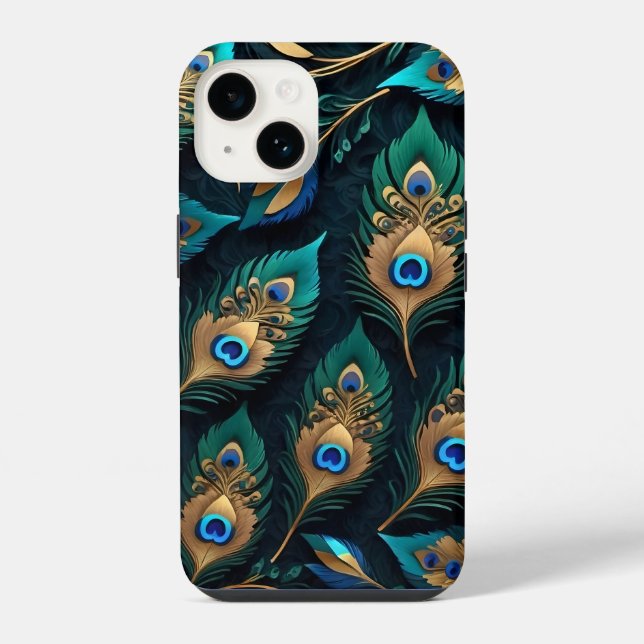Papercut Peacock Feathers Pattern iPhone Hülle (Rückseite)