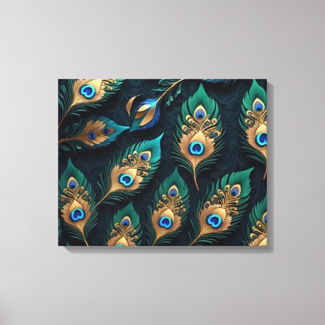 Papercut Peacock Feathers Pattern Leinwanddruck (Vorderseite)