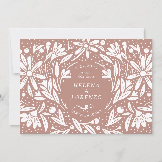 Papercut Rustikale Blume Fusty Rose Save The Date (Vorderseite)