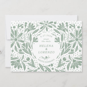 Papercut Rustikale Blume Grün Save The Date
