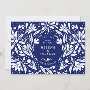 Papercut Rustikale Blume Navy Blue Save The Date