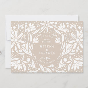 Papercut Rustikale Blume Sandy Beige Save The Date