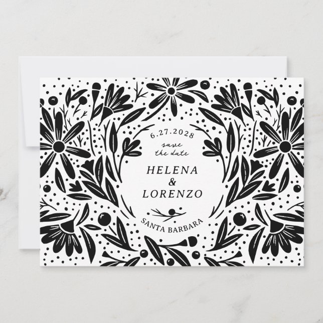 Papercut Rustikale Blume Save The Date (Vorderseite)