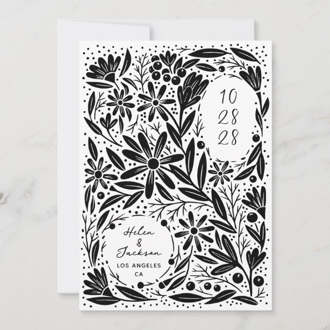 Papercut Rustikale Blume Save The Date (Vorderseite)