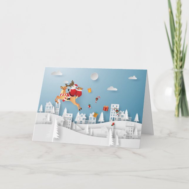 Papercut Santa überreicht Weihnachten in der Stadt (Vorderseite)