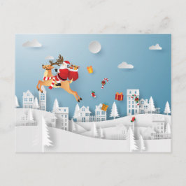 Papercut Santa überreicht Weihnachten in der Stadt Postkarte