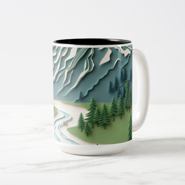 Papercut Style Berg Tasse (VorderseiteRechts)