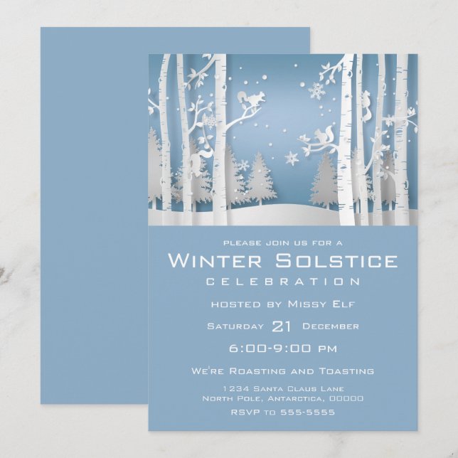 Papercut Winterwald und Eichhörnchen Einladung (Vorne/Hinten)