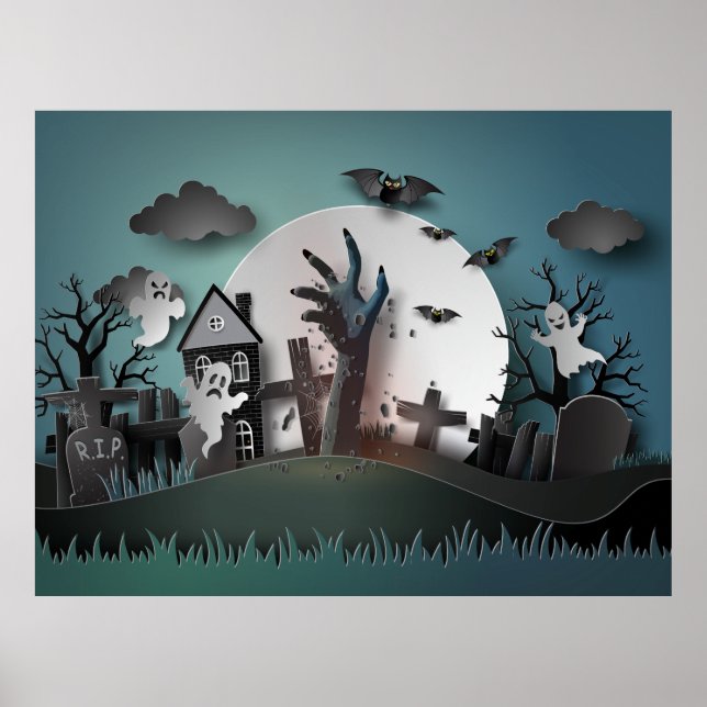 Papercut Zombie Graveyard & Ghosts Poster (Vorne)