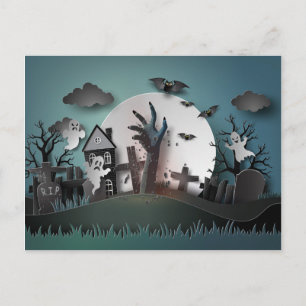 Papercut Zombie Graveyard & Ghosts Postkarte