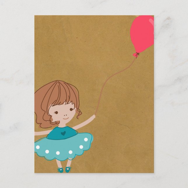 Paperfruit ballon Girl Postcard Postkarte (Vorderseite)