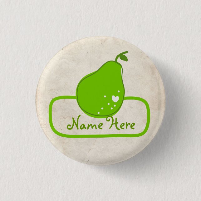 PaperFruit Birnen-Namen-Abzeichen Button (Vorderseite)