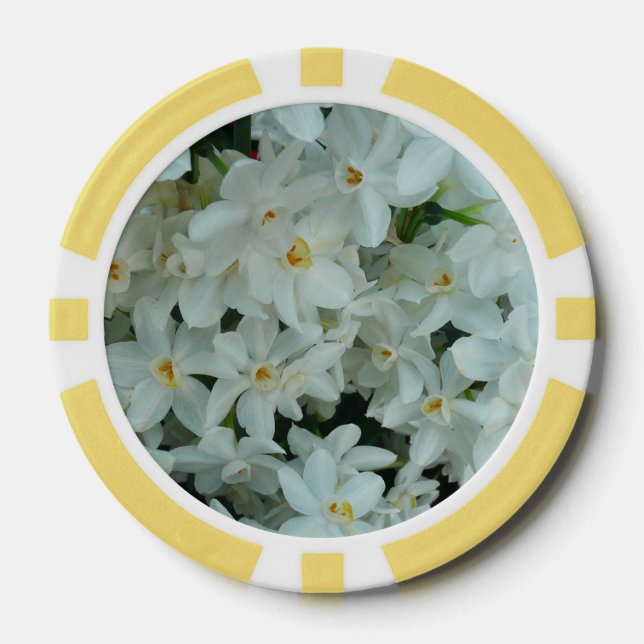 Paperwhite Narcissus Delikate Weiße Blume Pokerchips (Vorderseite)