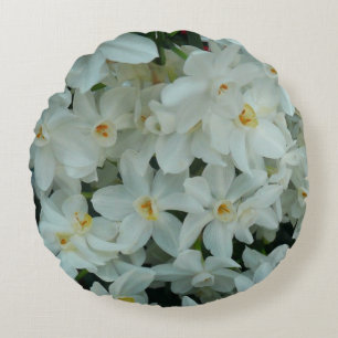 Paperwhite Narcissus Delikate Weiße Blume Rundes Kissen