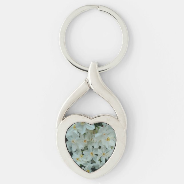 Paperwhite Narcissus Delikate Weiße Blume Schlüsselanhänger (Vorderseite)