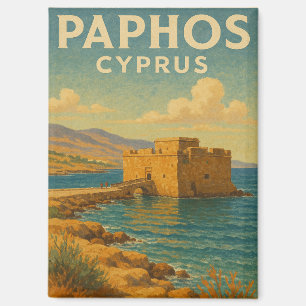 Paphos Cyprus Fort Vintage Reise Magnet