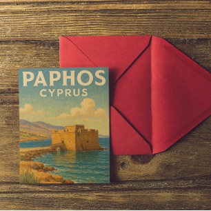 Paphos Cyprus Fort Vintage Reise Postkarte