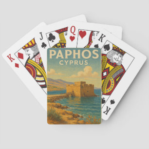 Paphos Cyprus Fort Vintage Reise Spielkarten