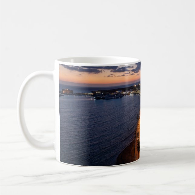 Paphos direkt am Meer und Hafen nachts Kaffeetasse (Links)
