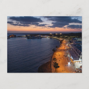 Paphos direkt am Meer und Hafen nachts Postkarte