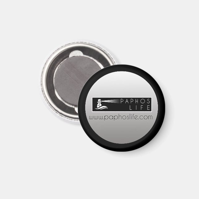 Paphos Life rundes Logo Magnet (Vorderseite/Rückseite)