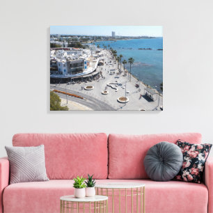 Paphos Sea Front Walk mit Drohne Leinwanddruck