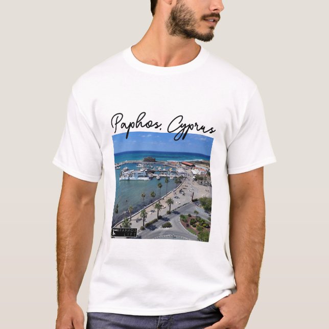 Paphos Seafront view Hafen und Schloss T-Shirt (Vorderseite)