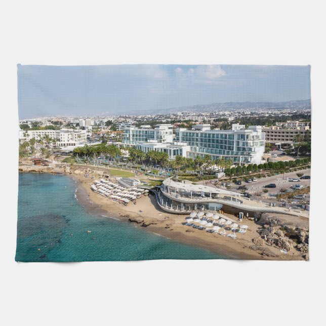 Paphos SODAP Strand und Amavi Hotel Geschirrtuch (Horizontal)