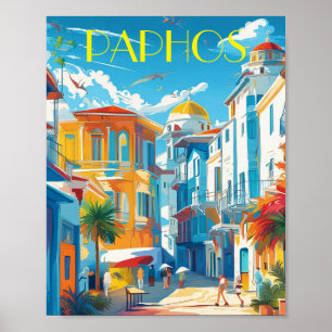 Paphos-Stadt, Zypern auf Andenken Poster