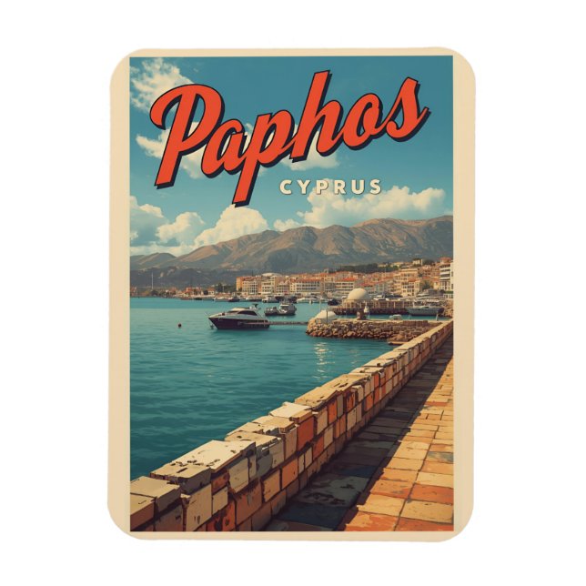 Paphos Wasserblick, Zypern Reiseandenken Geschenke Magnet (Vertikal)