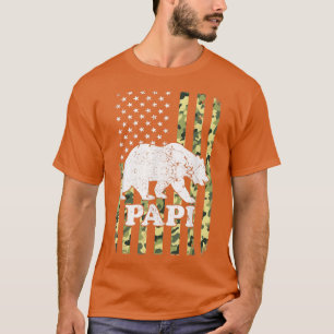 Papi Bear Camping Hiking Camouflage USA Amerika F T-Shirt