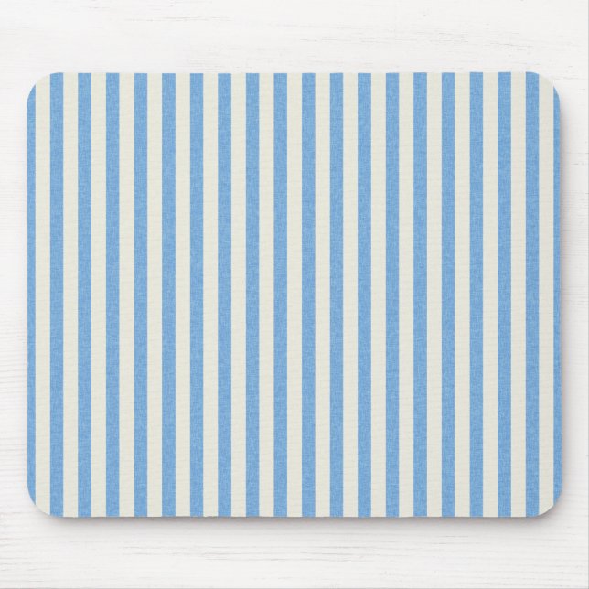 Papier152 BLAU WEISS PAPIERSTREIFEN PATTERN BA Mousepad (Vorne)