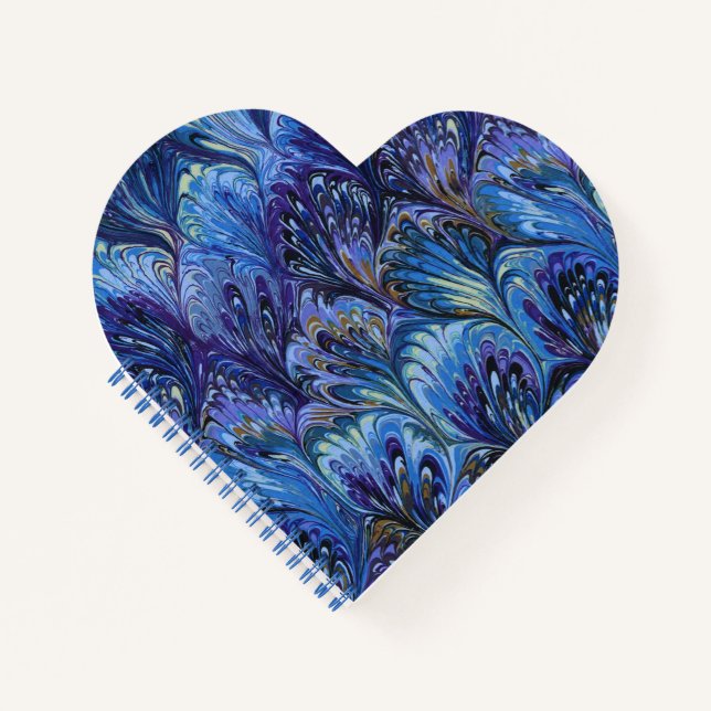 PAPIER, ABSTRAKTER BLAUENPATTER, WIRBEL NOTIZBUCH (Vorderseite)