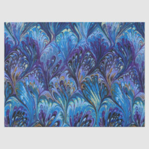 PAPIER, ABSTRAKTES BLAUENPATTER, WIRBEL SEIDENPAPIER