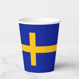 Papier-Becher mit schwedischer Flagge Pappbecher