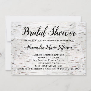 Papier Birch Tree Bark Rustic Wood Brautparty Einladung
