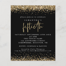 PAPIER | Black Gold Glitzer 50. Party Einladung