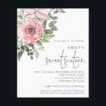PAPIER Blush Pink Florals Sweet 16 Einladung<br><div class="desc">Eine preisgünstige PAPER Alternative OHNE ENVELOPES im KLEINEN Format 4.5" x 5.6" und zum günstigen Preis. (Standard A6 Umschläge sind die passende Größe) Paper Blush Florals 16 . Geburtstag Einladung. Eine trendige künstlerische Blumenillustrierung, um Ihre Gäste zum 16. Geburtstag einladen zu können, mit Blume und Blätter in der oberen links...</div>