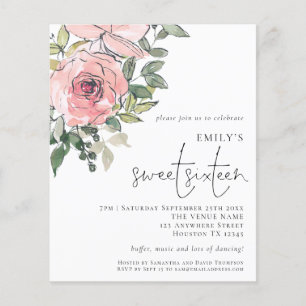 PAPIER Blush Pink Florals Sweet 16 Einladung