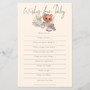 PAPIER Boho Chic Bear Wünsche für Baby Showgame