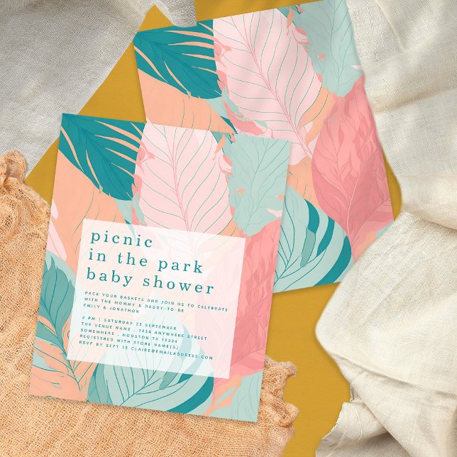 PAPIER | Boho Coral Aquamarin Blätter Picnic Baby  (Von Creator hochgeladen)
