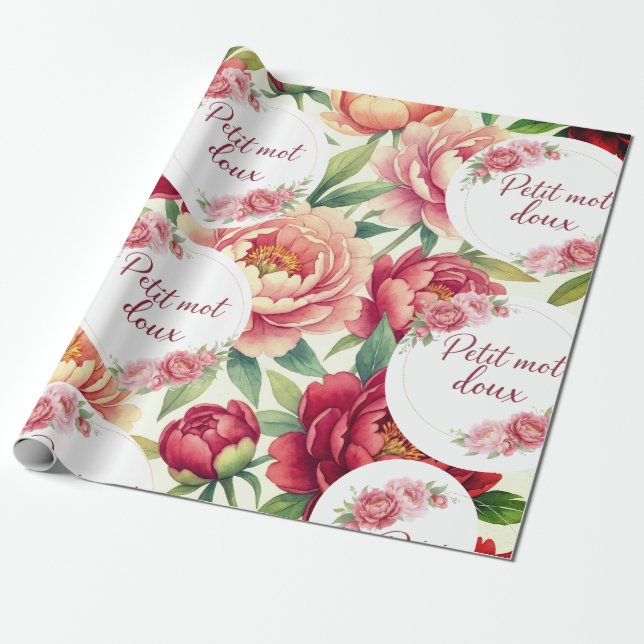 Papier cadeau floral Petit mot doux Geschenkpapier (Ungerollt)