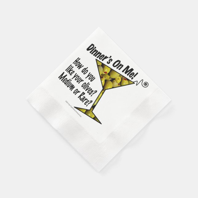 PAPIER COCKTAIL NAPKIN, MITTEL, SELTENE MARTINI-OL SERVIETTE (Ecke)