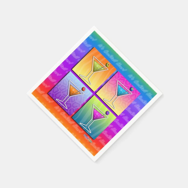 PAPIER COCKTAIL NAPKINS - POP ART MARTINI GLASSEN SERVIETTE (Ecke)