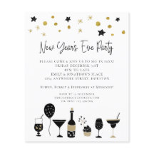 PAPIER | Cocktails Gold Black Silvester Einladung